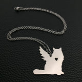 Cat Memorial Stainless Steel Necklace Pet Loss Gift YP6066