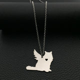 Cat Memorial Stainless Steel Necklace Pet Loss Gift YP6066