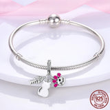 Cat Paw Fish Bone Dangle Charm Silver Enamel Pendant DIY Jewellery