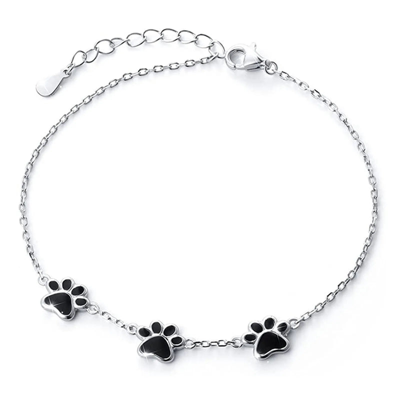 Cat Paw Silver Bracelet Sterling 925 Dog Footprint Pet Animal Shaped Handchain