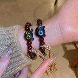 Cat Paw Wood Bead Bracelet Boho Style Women's Jewelry