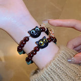 Cat Paw Wood Bead Bracelet Boho Style Women's Jewelry