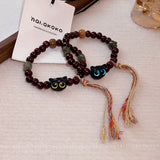 Cat Paw Wood Bead Bracelet Boho Style Women's Jewelry