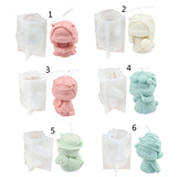 3D Cat Candle Silicone Mold Small Man Woman Fondant Mould for Cakes