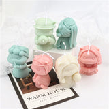 3D Cat Candle Silicone Mold Small Man Woman Fondant Mould for Cakes