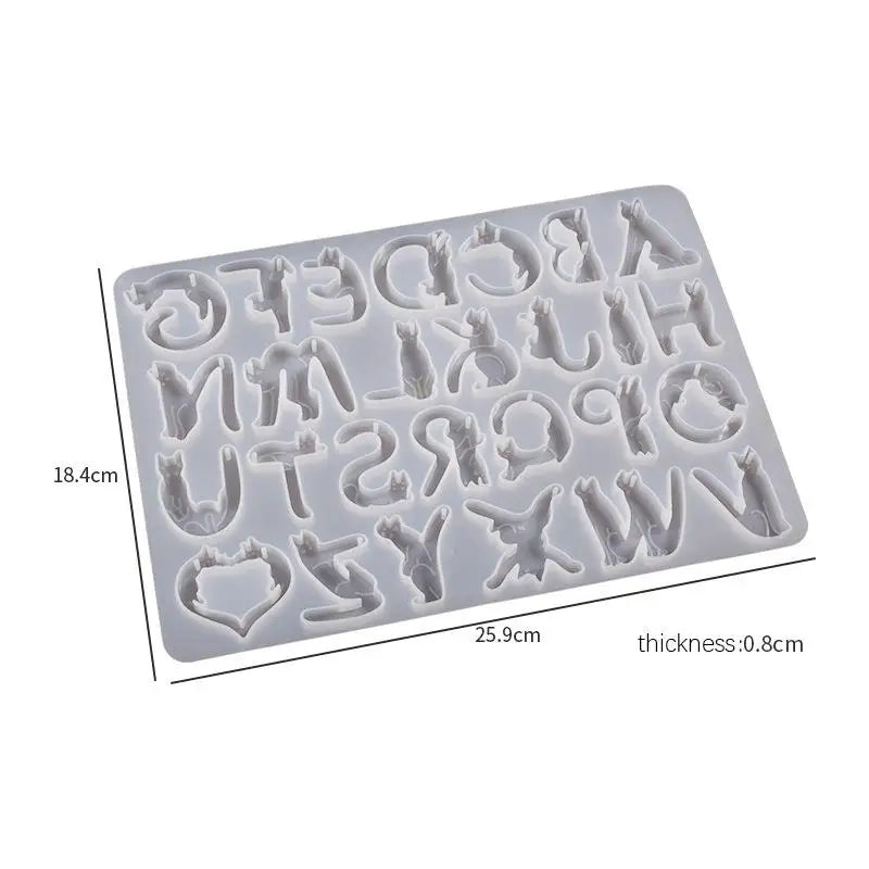Cat Shaped Alphabet Resin Silicone Molds for Jewelry Making