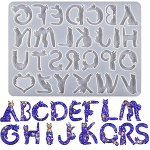 Cat Shaped Alphabet Resin Silicone Molds for Jewelry Making