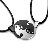 Stainless Steel Cat Stitching Necklace Kitten Animal Pendant Couple Jewelry