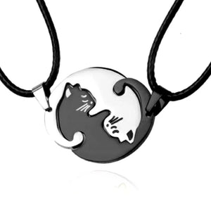 Stainless Steel Cat Stitching Necklace Kitten Animal Pendant Couple Jewelry