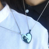 Stainless Steel Cat Stitching Necklace Kitten Animal Pendant Couple Jewelry