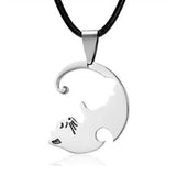 Stainless Steel Cat Stitching Necklace Kitten Animal Pendant Couple Jewelry