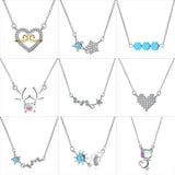Cat Sun Cloud Star Constellation Love Lock Choker S925 Silver Jewelry Women Neck