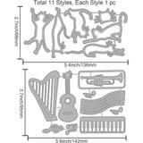 Cat Theme Cut Dies Multiple Musical Instruments Metal Cutting Dies