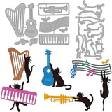 Cat Theme Cut Dies Multiple Musical Instruments Metal Cutting Dies