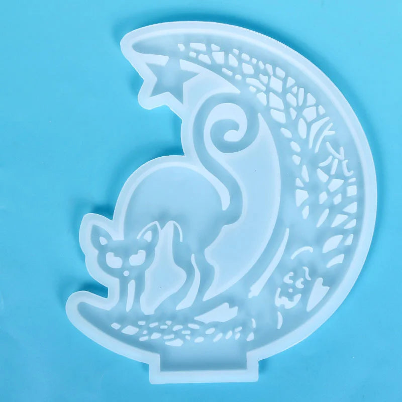 Cat Witch Halloween Epoxy Resin Mold DIY Handcraft Home Decoration
