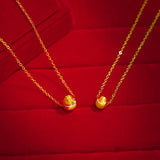 Cat's Eye Bead Pendants Necklace 18K Yellow Ball Shope Christmas Jewelry