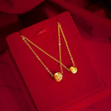 Cat's Eye Bead Pendants Necklace 18K Yellow Ball Shope Christmas Jewelry