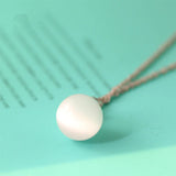 Cat's Eye Pendant 925 Sterling Silver Round Stone Women Charm Necklace