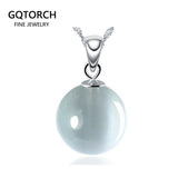 Cat's Eye Pendant 925 Sterling Silver Round Stone Women Charm Necklace