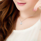 Cat's Eye Pendant 925 Sterling Silver Round Stone Women Charm Necklace