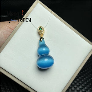 Cat's Eye Stone Gourd Natural Jade Pendant Charms Jewelry Men Women