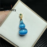Cat's Eye Stone Gourd Natural Jade Pendant Charms Jewelry Men Women
