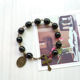Vintage Bronze Rosary Bracelet Saint Benedict Crucifix