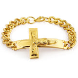 Catholic Crucifix Cross Bracelet Stainless Steel Christ Cuff Bracelet
