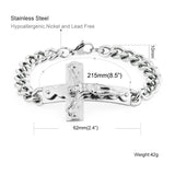 Catholic Crucifix Cross Bracelet Stainless Steel Christ Cuff Bracelet