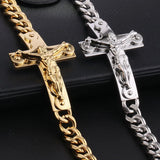 Catholic Crucifix Cross Bracelet Stainless Steel Christ Cuff Bracelet