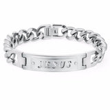 Catholic Crucifix Cross Bracelet Stainless Steel Christ Cuff Bracelet
