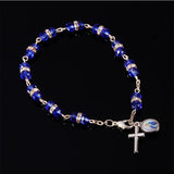 Catholic Crystal Cross Rosary Bracelet, Prayer Blessing Crystal Cross Bracelet