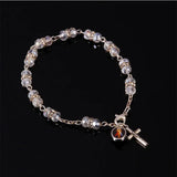 Catholic Crystal Cross Rosary Bracelet, Prayer Blessing Crystal Cross Bracelet