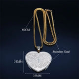 Catholic Bible Verse Cross Heart Necklace in Spanish