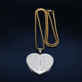 Catholic Bible Verse Cross Heart Necklace in Spanish