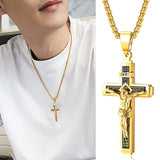 Catholic Jesus Christ Crucifix Stainless Steel Pendant Necklace