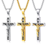 Catholic Jesus Christ Crucifix Stainless Steel Pendant Necklace
