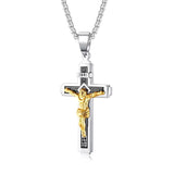 Catholic Jesus Christ Crucifix Stainless Steel Pendant Necklace