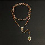 Catholic Rosary Cloisonne Beads Pearl Cross Necklace Cross Pendant