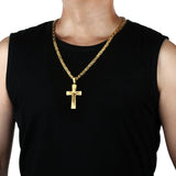 Catholic Jesus Christ Cross Necklace Silver Crucifix Long Chain Pendant