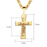 Catholic Jesus Christ Cross Necklace Silver Crucifix Long Chain Pendant