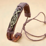 Catholic Church Leather Bracelet Jesus Fish Bible Bangle Pulseira Masculina