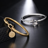 St.Benedict Adjustable Bangle & Ring Set Stainless Steel San Benito Jewelry