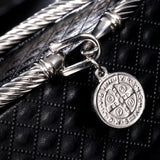St.Benedict Adjustable Bangle & Ring Set Stainless Steel San Benito Jewelry