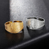 St.Benedict Adjustable Bangle & Ring Set Stainless Steel San Benito Jewelry