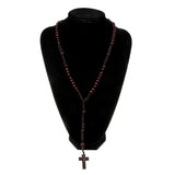 Catholic Wooden Beads Rosary Necklace with Jesus Cross