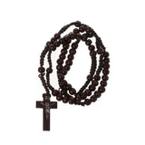 Catholic Wooden Beads Rosary Necklace with Jesus Cross