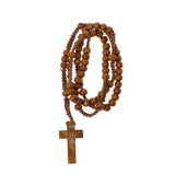 Catholic Wooden Beads Rosary Necklace with Jesus Cross