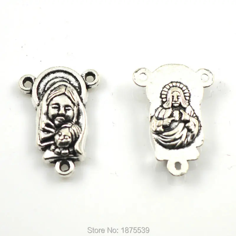 Catholic Rosary Centerpiece 3 Holes Holy Mother & Child Jesus