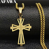 Catholic Cross Necklace Stainless Steel Men Chain Anniversary Gift